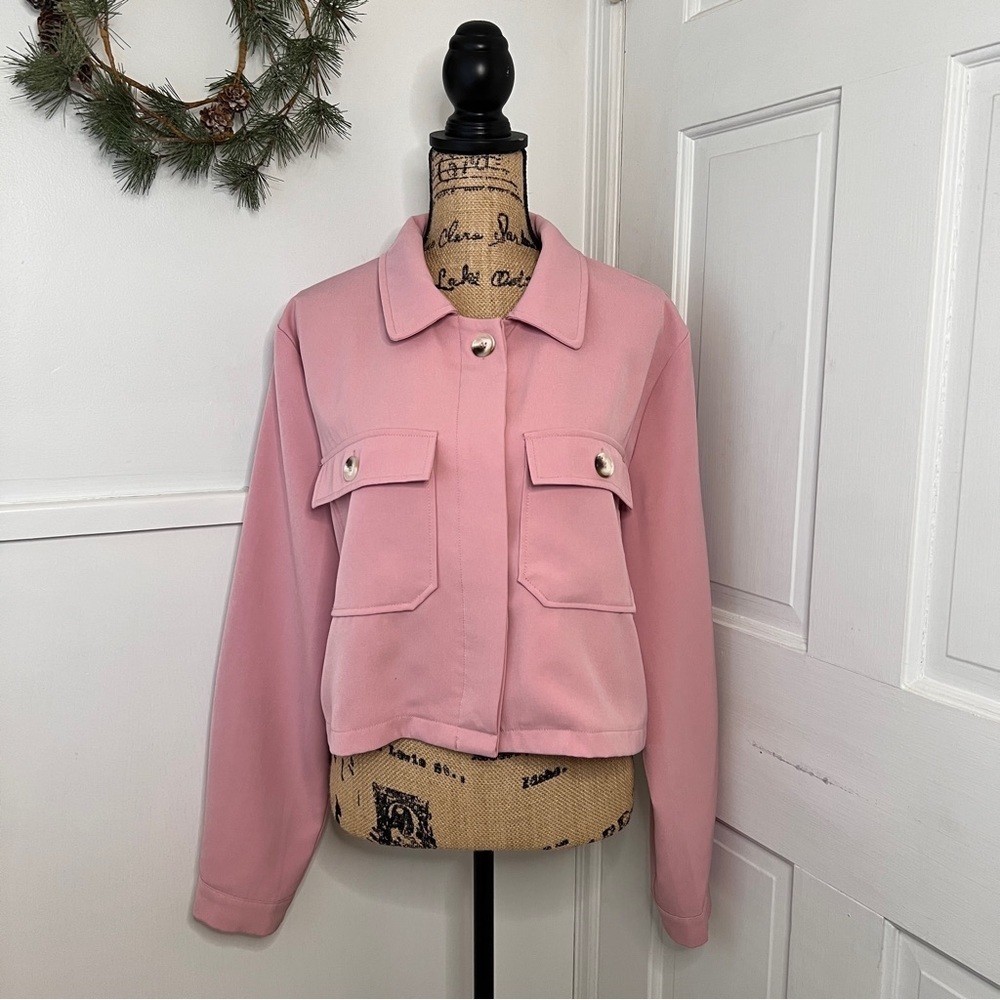 Lulus Run the Game Pink Cropped Collared Jacket